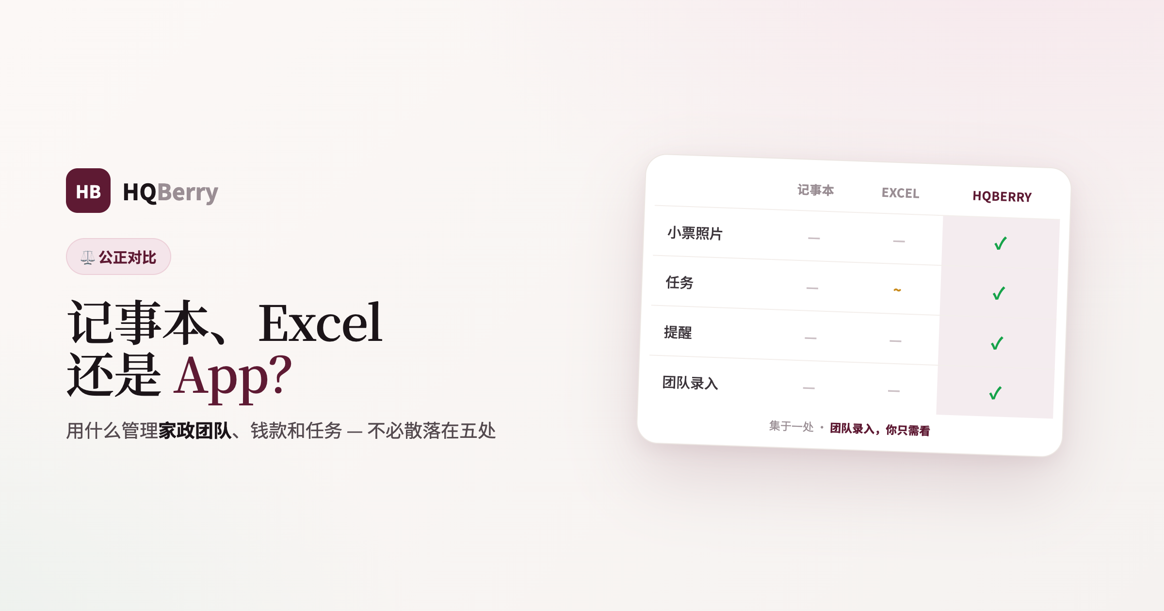 记事本、备忘、Excel 还是 App 管理家政团队 — 一次公正对比与对比表