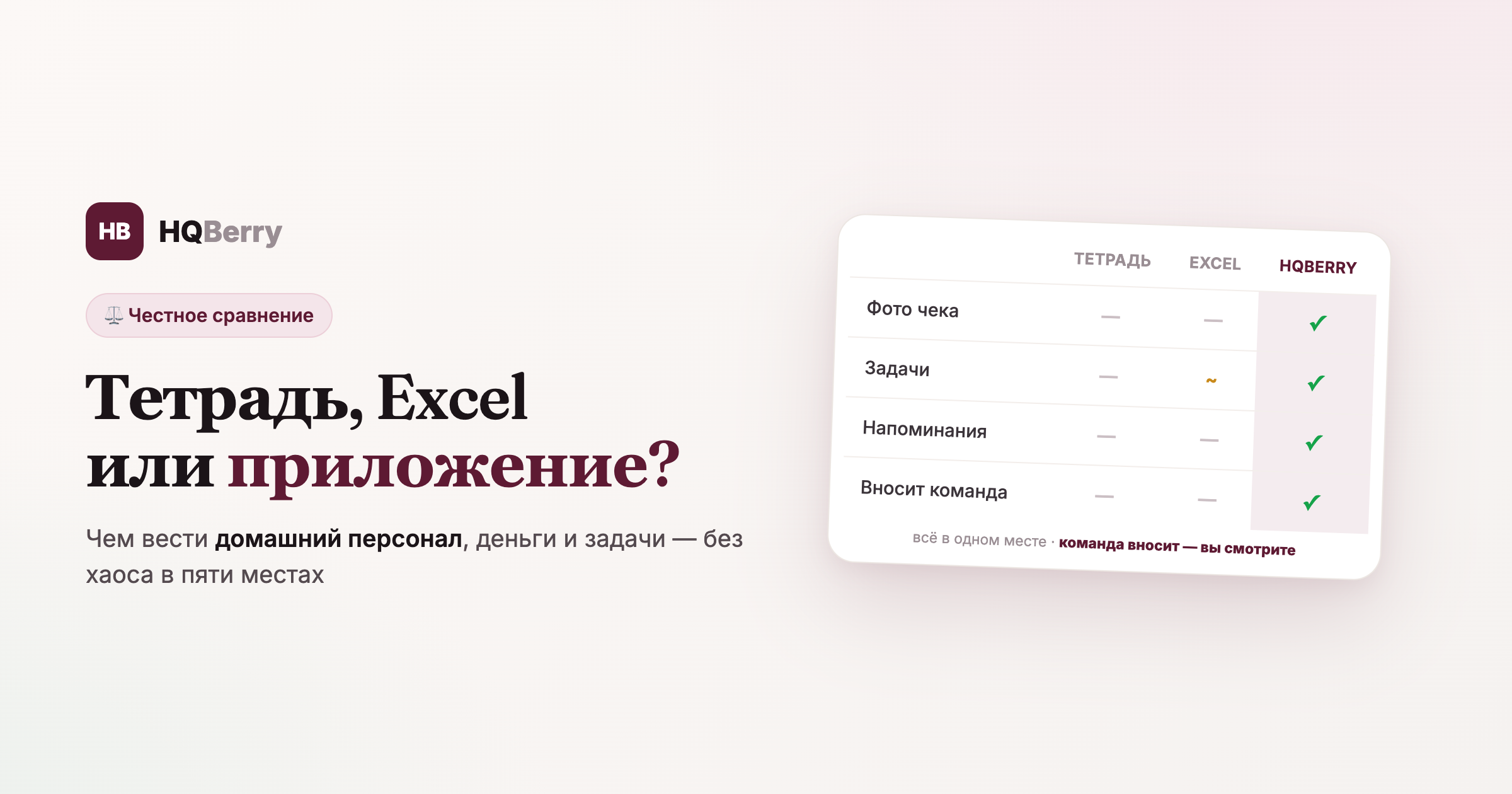 Чем вести домашний персонал в 2026: тетрадь, Excel или приложение — честное сравнение